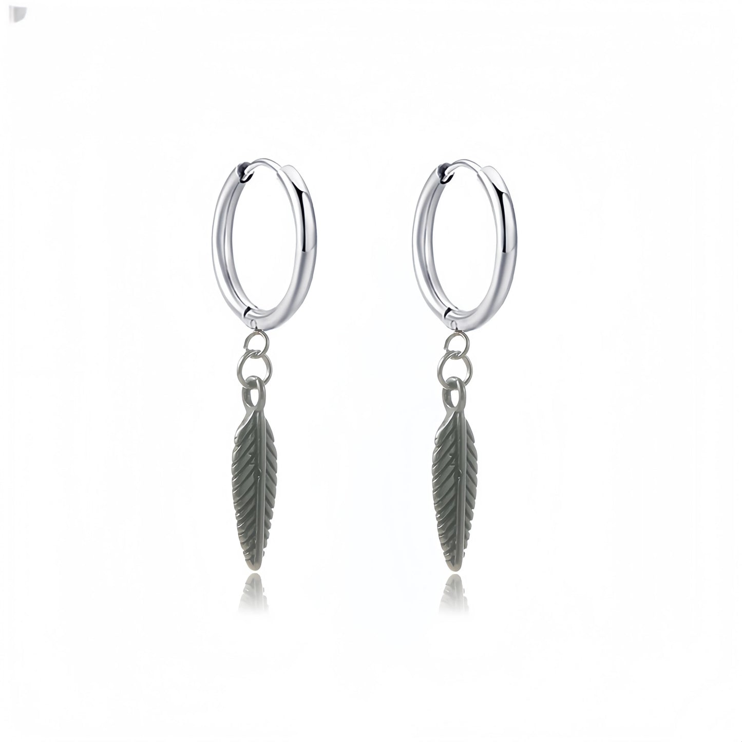 Long Hanging Cross & Leaf Hoop Earrings – Vintage Stainless Steel Hip Hop Unisex Jewelry Accessories