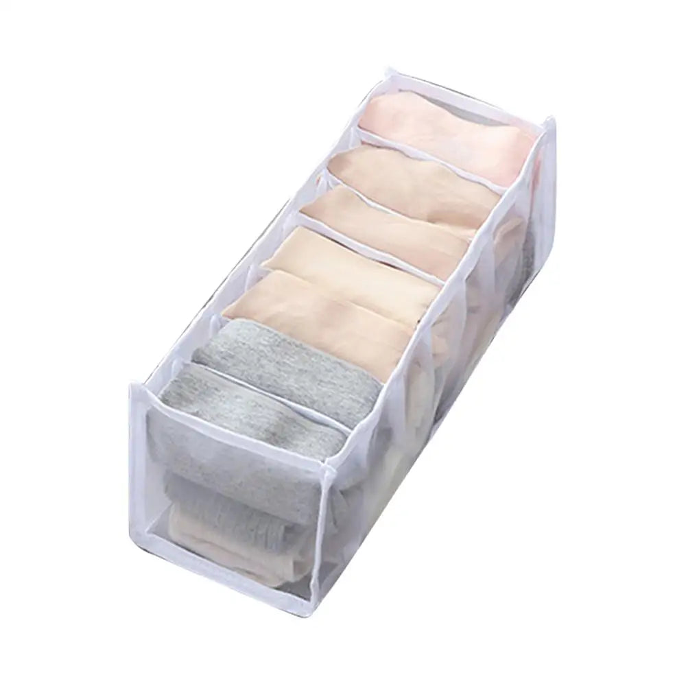 7-Grid Jeans Storage Box — Closet & Wardrobe Drawer Organizer for Clothes, Pants, and Socks Separation