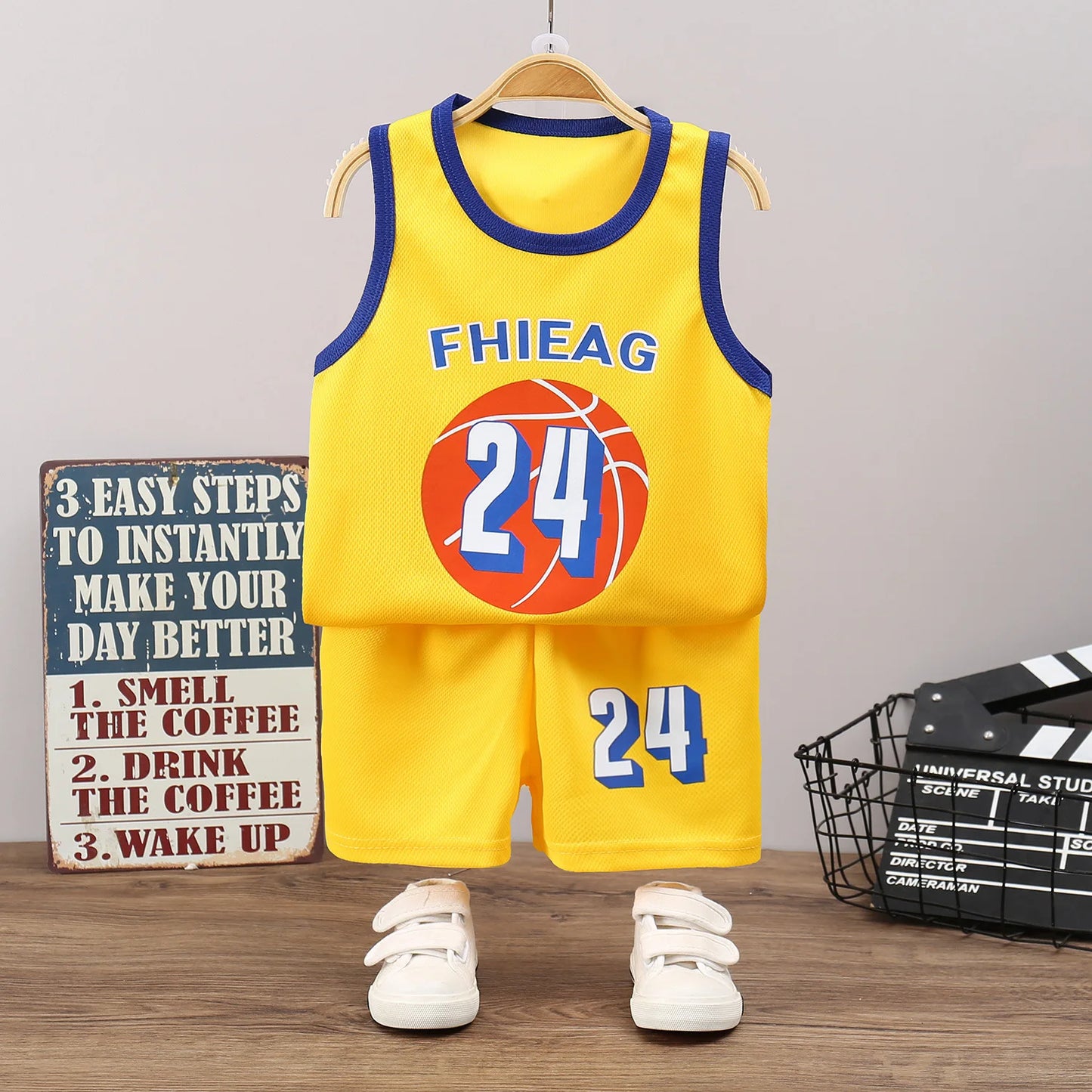 Children’s Summer Sleeveless T-Shirt and Shorts Set — Quick-Dry Sports Tank Top Outfit for Boys Basketball Training