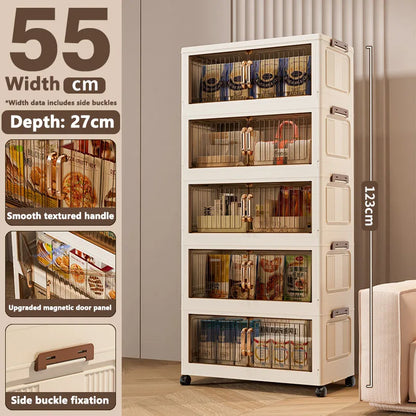 Installation-Free Foldable Storage Cabinet – Plastic Organizer for Kids’ Clothes & Snacks