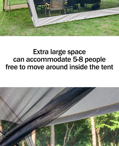 210D Large Family Camping Tent (6-10P) – Waterproof, UV Protection, Portable Canopy with Mosquito Shield for Beach & Park