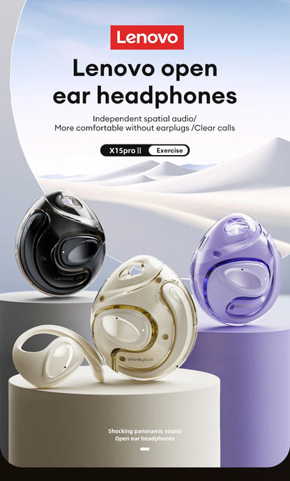 Lenovo X15 PRO Ⅱ OWS Bluetooth 5.4 Earphones – Sport Earbuds with Ear Hook, HD HiFi Surround Sound Headphones