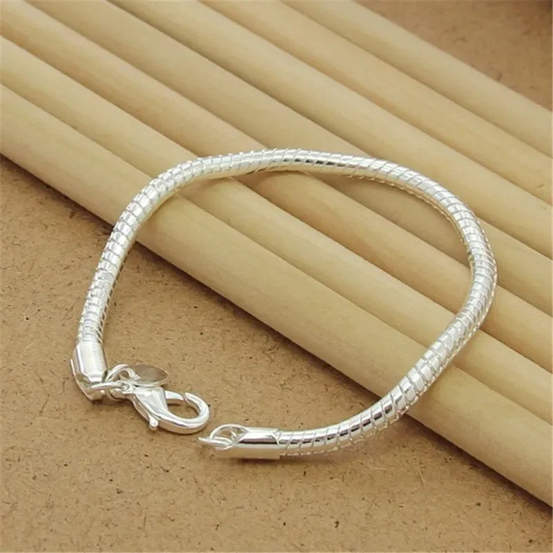 Fine 925 Sterling Silver Chain Bracelet – Solid Charm Jewelry for Women & Men, Party, Wedding & Fashion Gift