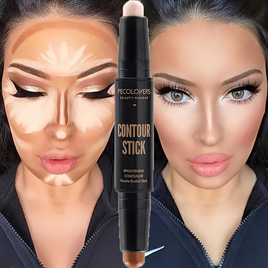 Double Head Contour Stick - Cream Concealer & Highlighter Makeup for Nose Sculpting and V Face Definition