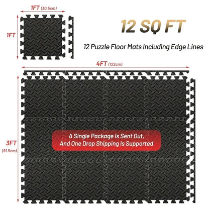 4-20PCS EVA Puzzle Fitness Mat – Interlocking Foam Floor Tiles, Non-Slip Home Gym & Kids Play Mat