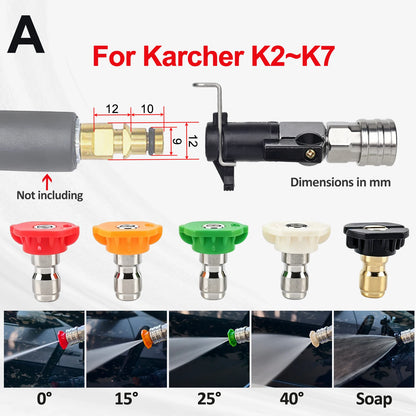 High-Pressure Washer Ball Valve Kit - 5 Spray Nozzles for Karcher, Bosch, Nilfisk & Lavor Hoses