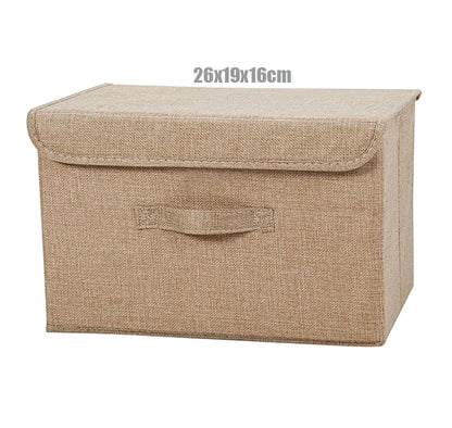 Washable Cotton Linen Folding Storage Box – CD, Toy & Laundry Organizer with Lid