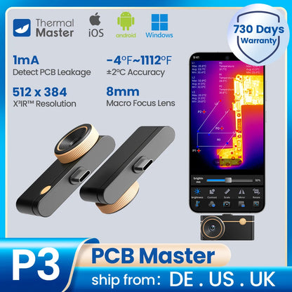 P3 Thermal Camera - 512×384 X³IR Macro Thermal Imager for iPhone & Android PCB Repair up to 600°C