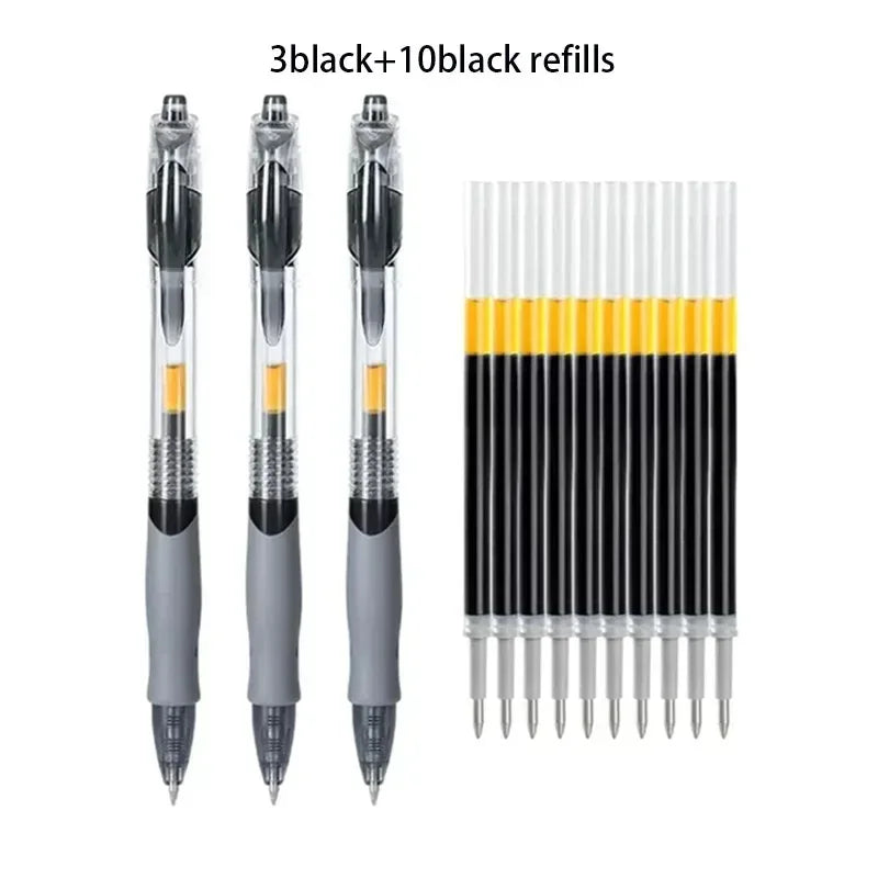 13/30pcs Retractable Gel Pen Set – Black, Red, Blue Ink Ballpoint Pens for Writing, Office, and School Stationery Supplies