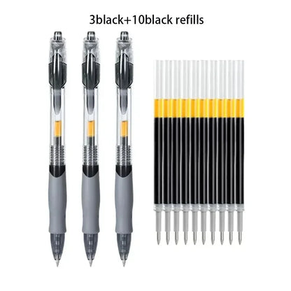 13/30pcs Retractable Gel Pen Set – Black, Red, Blue Ink Ballpoint Pens for Writing, Office, and School Stationery Supplies
