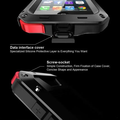 Heavy Duty Tank Metal Case – Shockproof Armor Cover with Gorilla Glass for iPhone 17, 16e, 16, 15, 14, 13, 12, 11 Pro Max, XR, X, 8 Plus