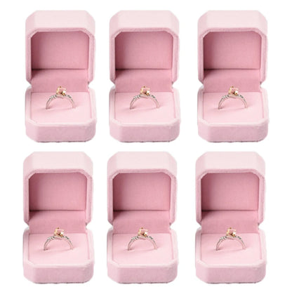 6PCS Red Velvet Heart Ring Boxes – Romantic Jewelry Display & Gift Case for Engagement, Wedding & Wholesale