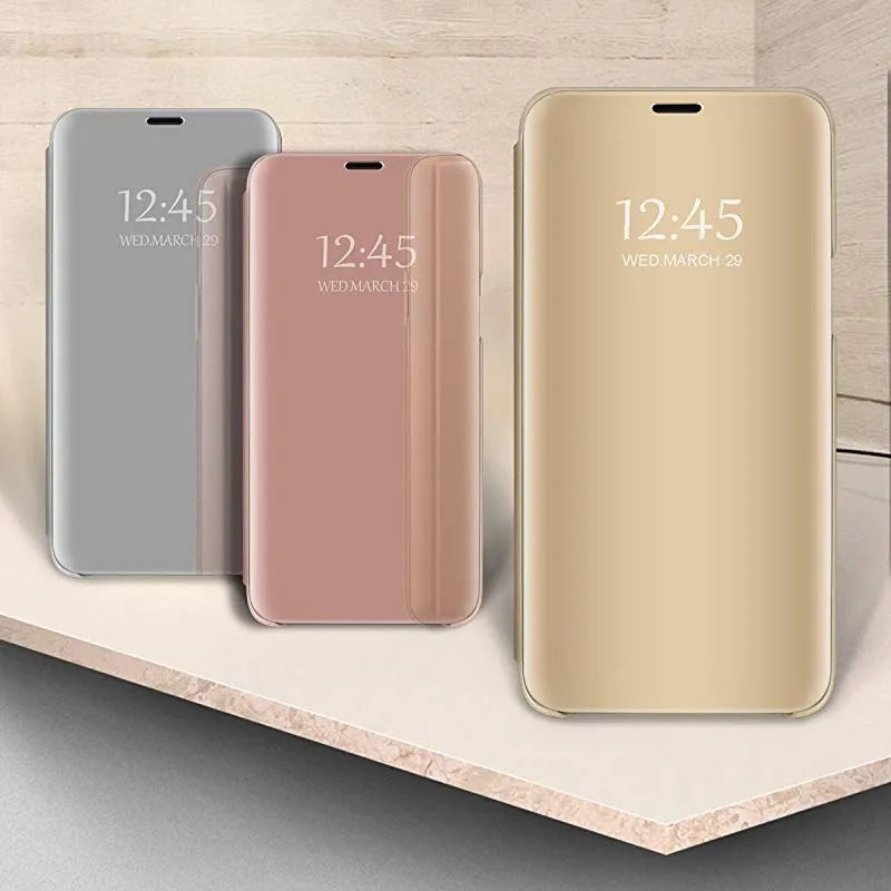 Smart Flip Case for Samsung Galaxy Z Fold – PU Leather Mirror Plating Kickstand Cover, Shockproof Funda for Fold 2/3/4/5/6 & W21/W22 5G