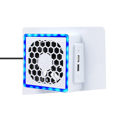NEW Side-Mounted Cooling Fan for PS5 Slim – LED Light & 2 USB Ports Game Console Cooler Accessory