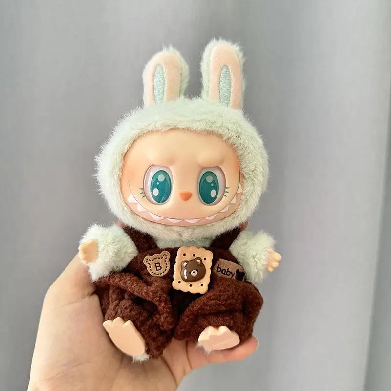 17cm Labubu Doll Clothes — Mini Outfit Accessories for K-Pop EXO I & II Dolls | Sitting Party Overalls Gift