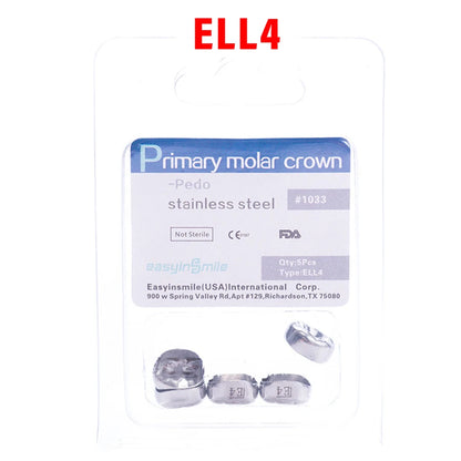 5PCS EASYINSMILE Kids Stainless Steel Dental Crowns – Primary Molar Teeth Refill D2-D7