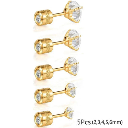 20G Titanium Stud Earrings – Hypoallergenic Tiny Cubic Zirconia Screw Back Cartilage & Tragus Piercing Jewelry