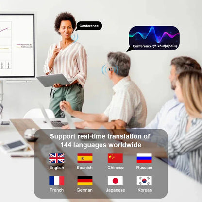 3-in-1 AI Translator Earbuds – Bluetooth 5.3 Noise Cancelling Headset with 144 Languages, Real-Time Smart Voice Translation
