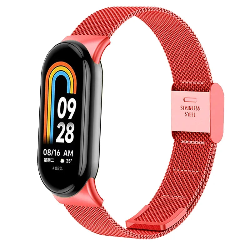 Stainless Steel Mesh Strap for Xiaomi Mi Band 9 & 8 – Metal Replacement Watchband Accessory