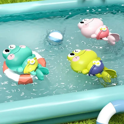 Wind-Up Swimming Frog Bath Toy for Toddlers – Battery-Free Montessori ABS Water Play Toy, Mold-Free Kids Bath Fun
