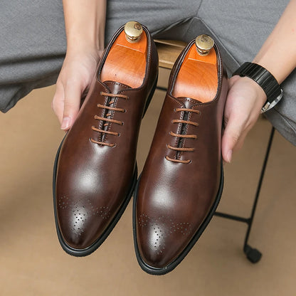 Luxury Men’s Leather Oxford Dress Shoes – High-Quality Gentleman Wedding & Office Shoes 2024