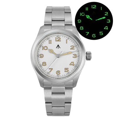 Militado ML08 Vintage Quartz Watch - VH31 Movement 38mm Sapphire Crystal Wristwatch with C3 Green Luminous Dial