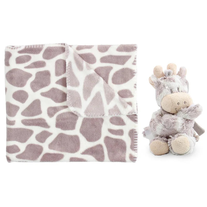 2-Piece Baby Gift Set – Pink Bunny Plush Flannel Blanket & Stuffed Animal for Newborn Sleeping