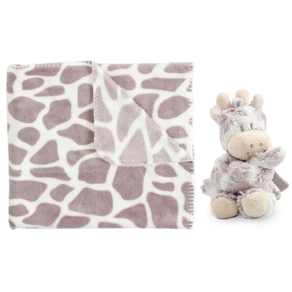 2-Piece Baby Gift Set – Pink Bunny Plush Flannel Blanket & Stuffed Animal for Newborn Sleeping