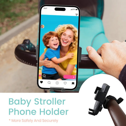 Stroller Phone Holder - 360° Adjustable Handlebar Mount for Shopping Carts and One-Hand Phone Access