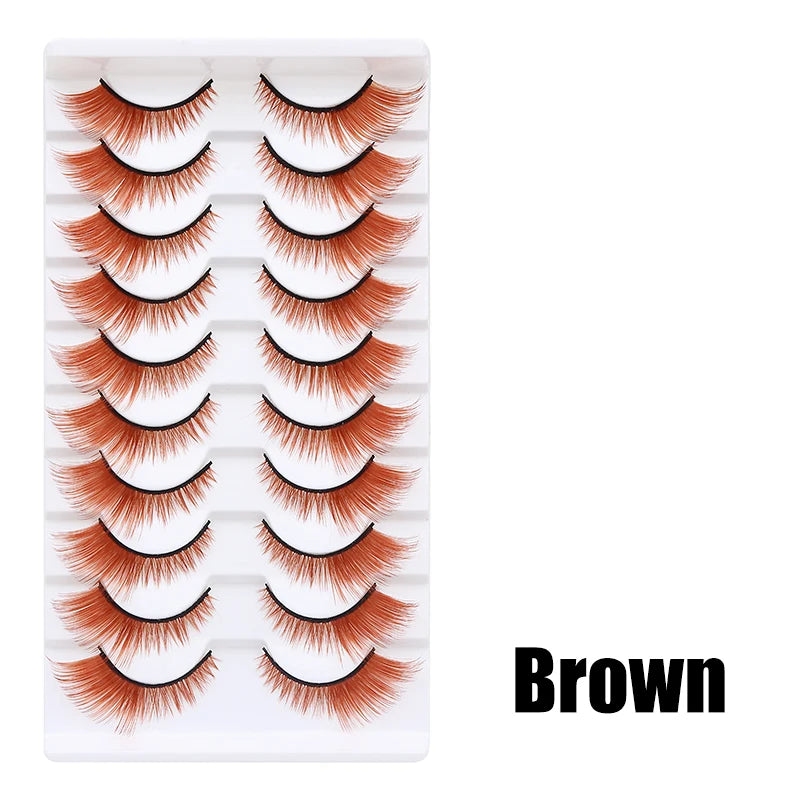 Colorful Halloween False Eyelashes – Blue, Red & Pink Cosplay Fake Lash Extensions for Makeup Looks