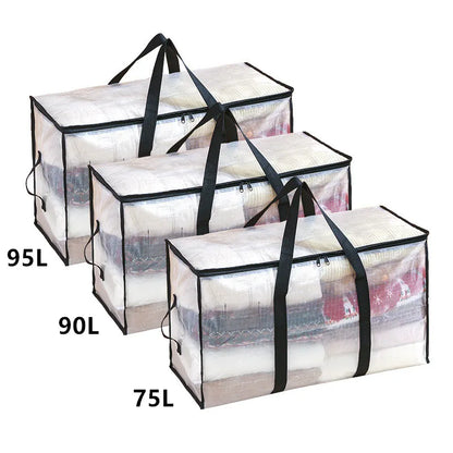Transparent Storage Bag – Large Capacity Waterproof & Moisture-Proof Cotton Quilt and Clothing Moving Organizer Bag