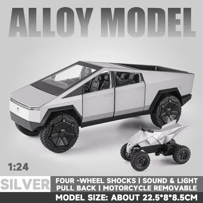 1:24 Alloy Diecast Mini Pickup Truck Model – Tesla Cybertruck Metal Toy for Boys, Kids’ Birthday & Collectible Gift