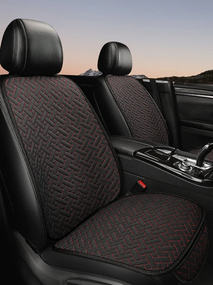 Universal Linen Car Seat Cushion - All-Season Woven Pattern Anti-Slip & Wear-Resistant Seat Cover Set