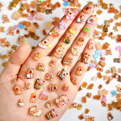 30-Piece Cartoon Guinea Pig Resin Nail Charms - 3D Cute Hamster, Cloud, and Castle Nail Art Decorations for DIY Manicures