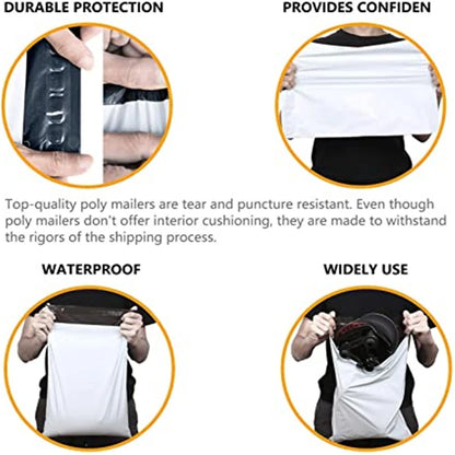 50PCS White Courier Bags – Self-Adhesive Plastic Mailing & Shipping Envelopes