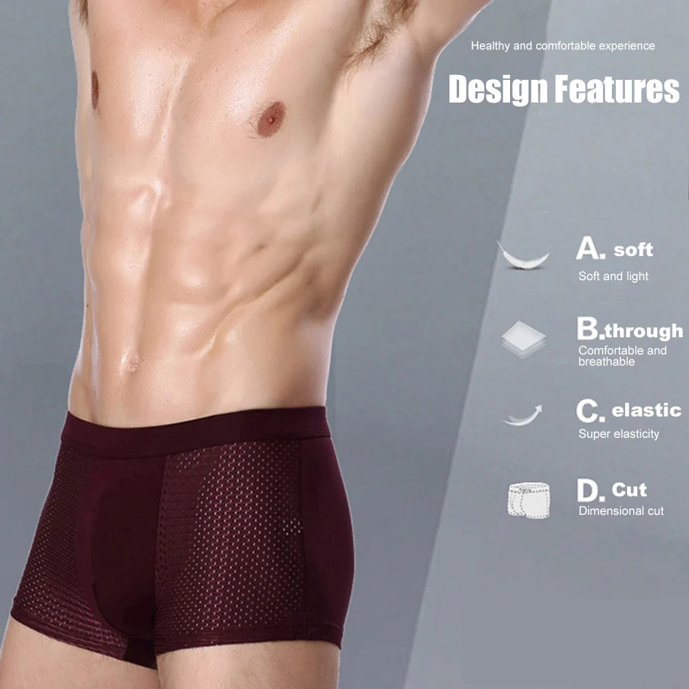 Bamboowear Bamboo Boxer Shorts for Men – Microfiber Compression Boxer Briefs, Stretch Underwear