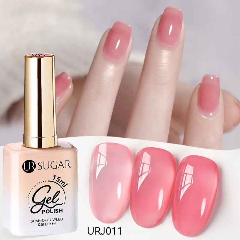UR SUGAR 15ml Jelly Milky White Gel Polish – Translucent UV Soak Off Nail Art Varnish Semi-Permanent Fashion Nail Color