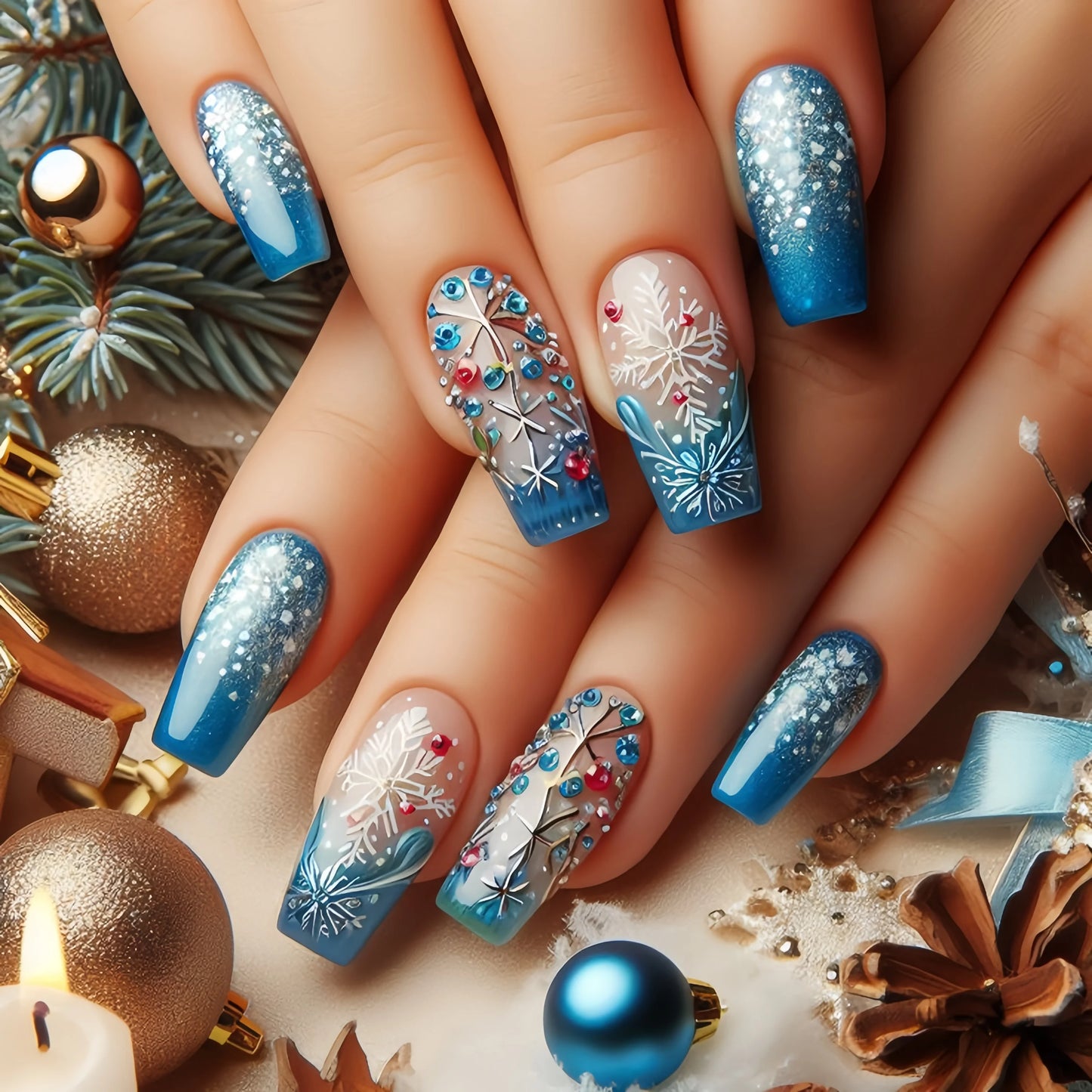 Christmas 3D Nail Art Stickers – Santa, Snowman, Tree, Snowflake & Holiday Designs