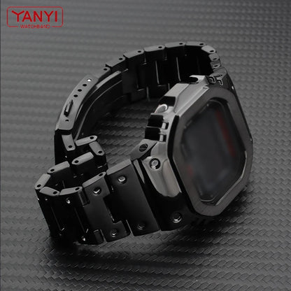 V4.0 Stainless Steel Watch Band & Bezel Kit - Metal Case Strap Replacement for Casio G-Shock DW5600 GW-B5600 DW-5030 Series