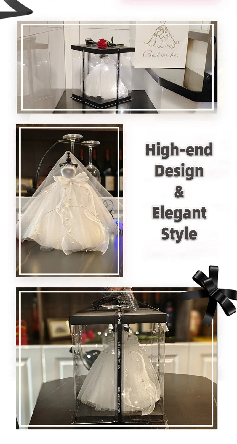 1/6 Mini Bride Doll Wedding Gown Set – Display Mannequin with Stand for Doll Clothes