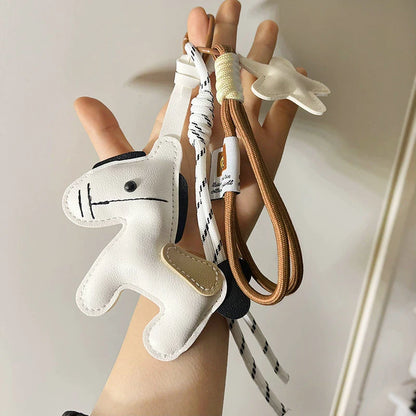 Pony Leather Keychain - Personalized Backpack Charm Car Key Holder Bag Pendant Purse Strap Decoration Gift