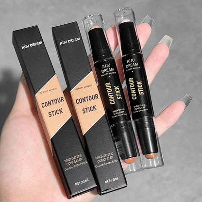 Double-Ended Highlight & Contour Stick – 3D Nose Shadow, Facial Shaping, Brightening & Trimming Makeup Tool