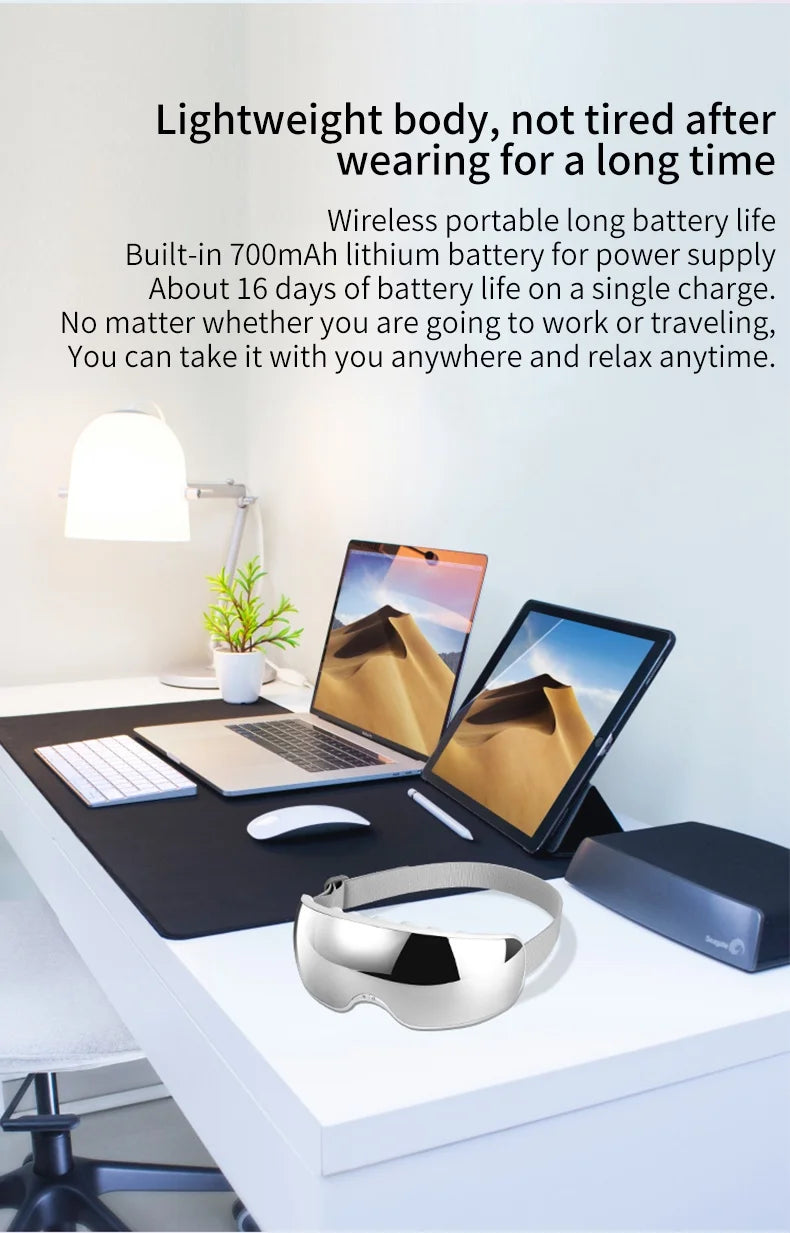 Eye Massager with Acupoint Vibration & Hot Compress | Bluetooth Music Eye Care Device