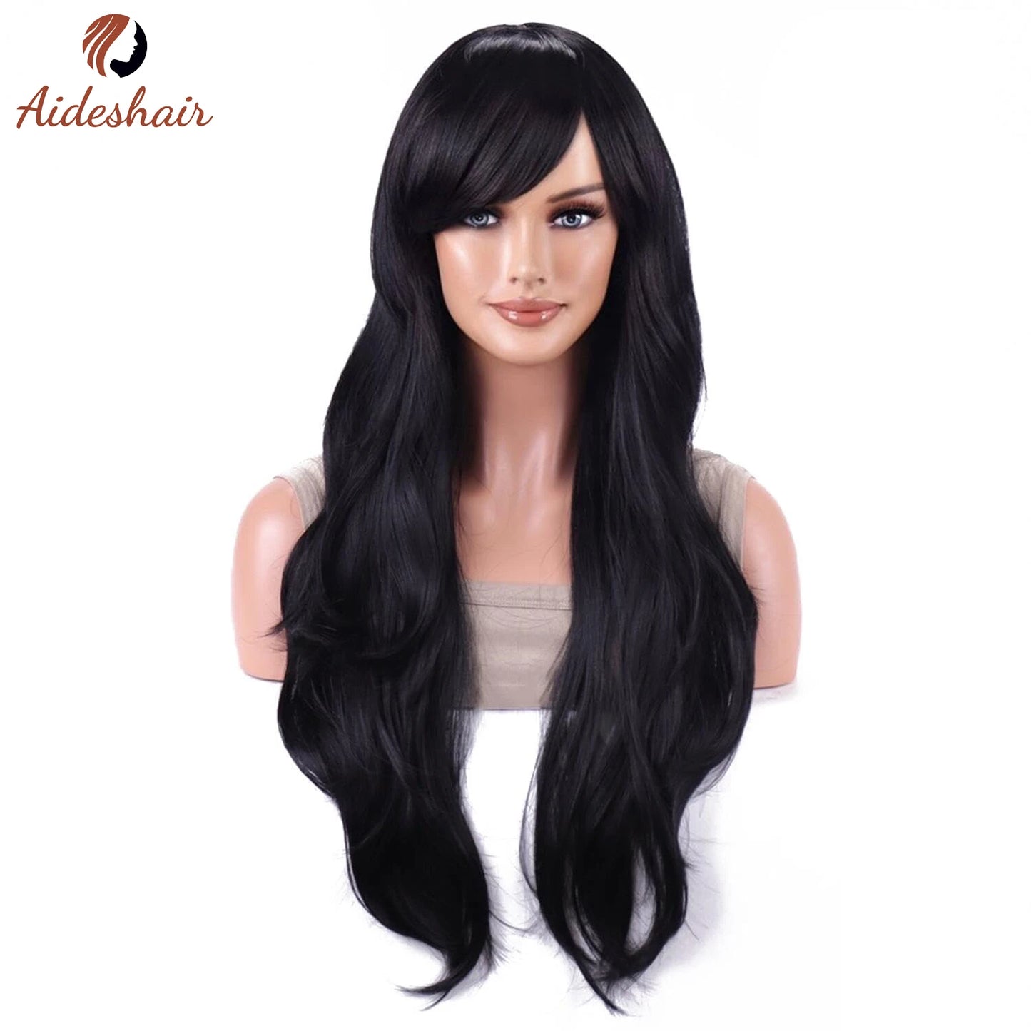 Aideshair 28" Long Wavy Curly Synthetic Wig – Heat Resistant Cosplay Wig for Women with Free Wig Cap