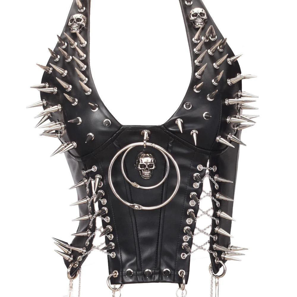 Y2K Gothic Spiked Tank Top - Punk Rock Emo Grunge Festival Style for Women