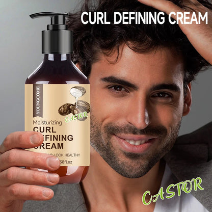Men’s Castor Oil Curling Cream 100ml - Rosemary & Peppermint Curl Control Hair Styling Cream