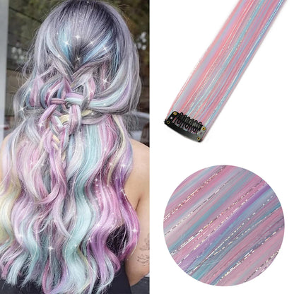 22-Inch Colored Clip-In Hair Extensions – 6pcs Straight Synthetic Party Highlight Hairpieces