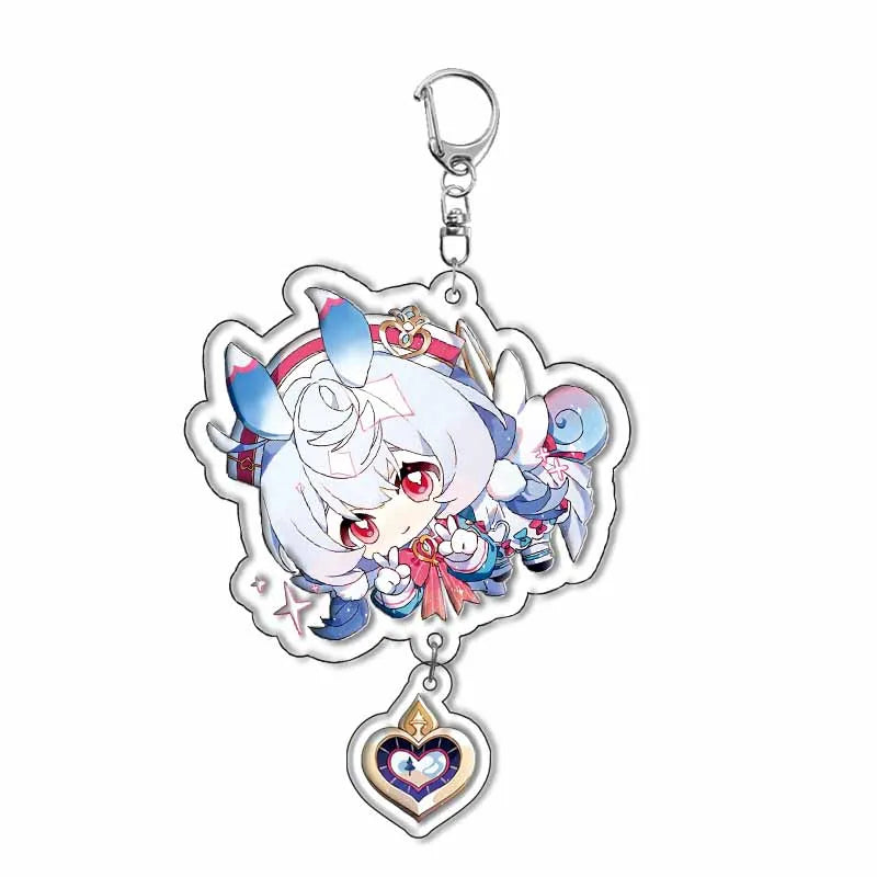Genshin Impact Anime Keychain – Fontaine & Natlan Characters Sigewinne, Charlotte, Navia, Neuvillette & Clorinde Freminet