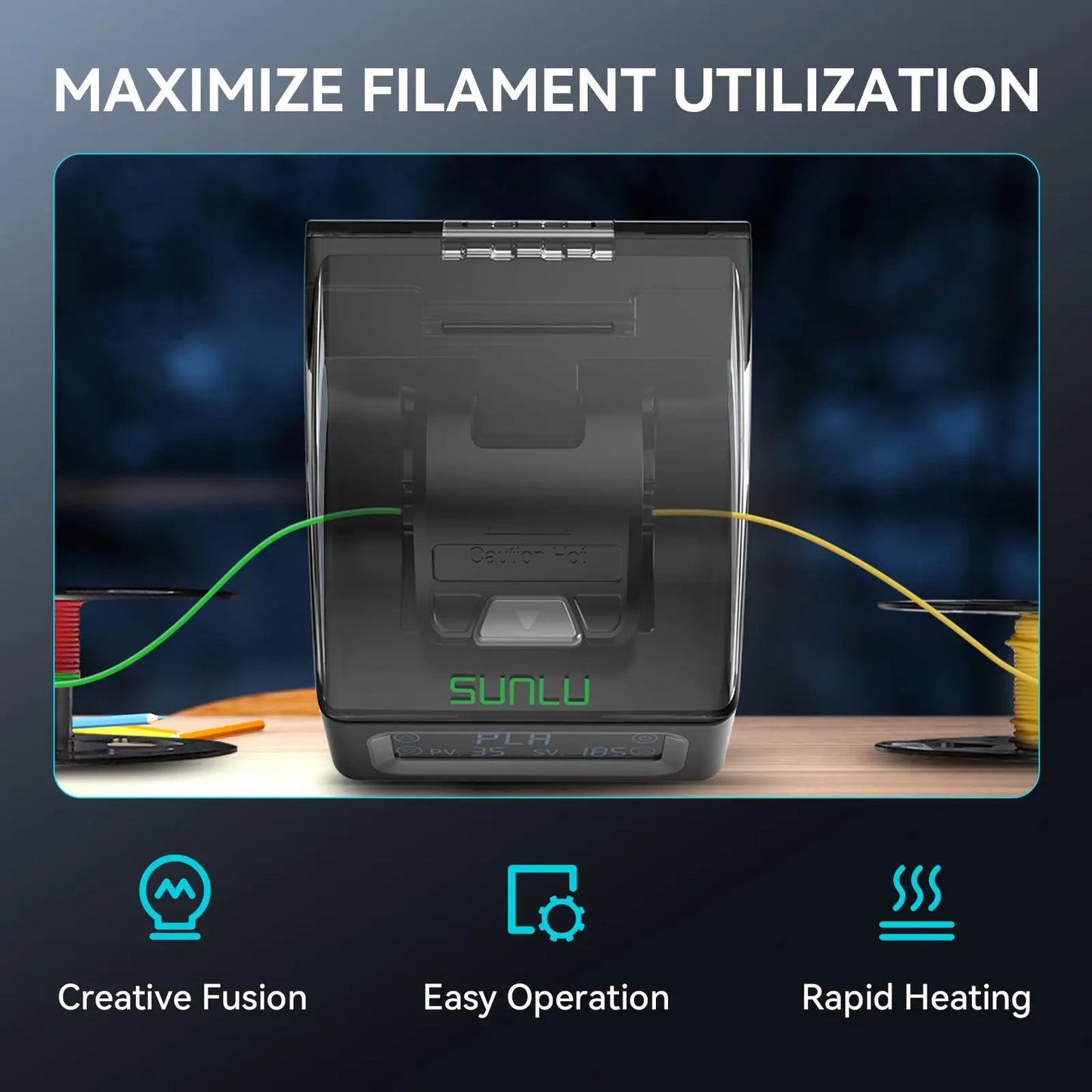 SUNLU 1.75mm Filament Connector – Fast Welding Tool for PLA, PETG, TPU, ABS, Nylon 3D Printer Filament