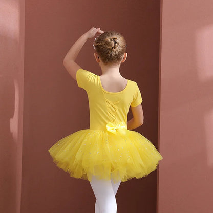 Girls Ballet Tutu Dress — Kids Short & Long Sleeve Tulle Leotard with Bowknot for Dance, Gymnastics & Party
